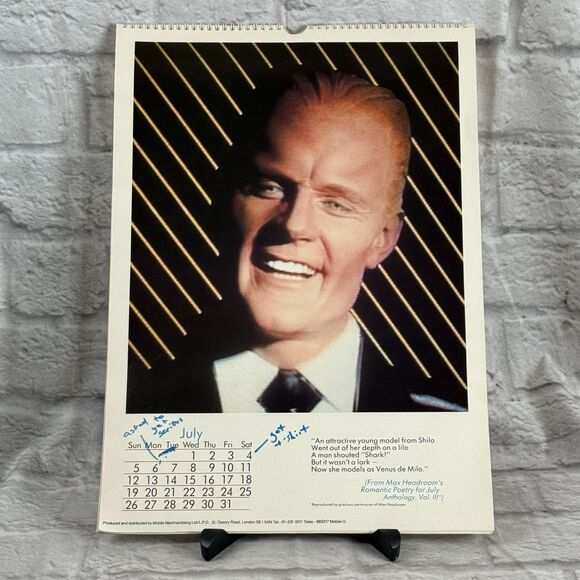 1987 Max Headroom Calendar Same Dates As 2026 2037 Catch The Wave Art Of Noise - Picture 2 of 5